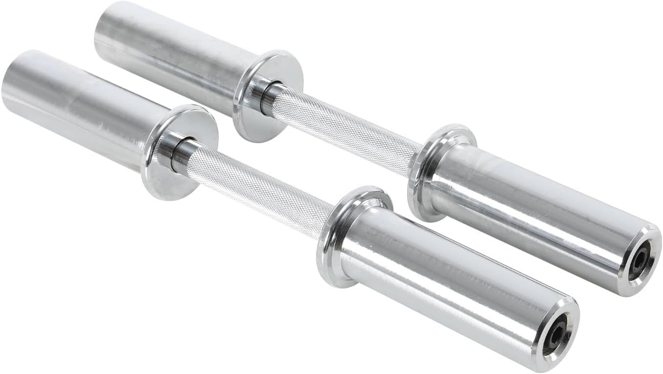 Due manubri, metallo argentato. Le barre sono disposte in parallelo.