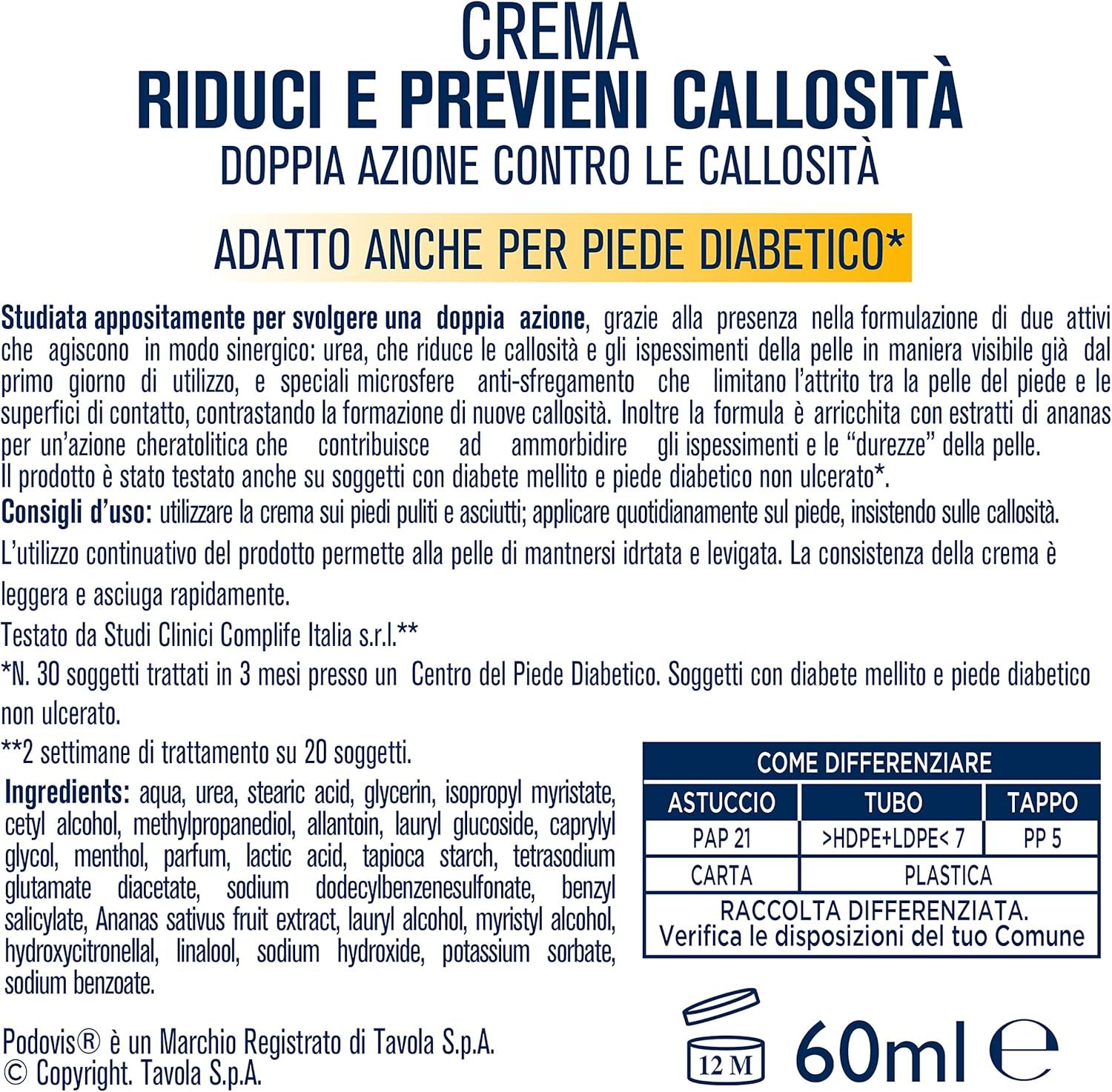 Podovis Crema Pomice 100 ml - Azione esfoliante e levigante per piedi