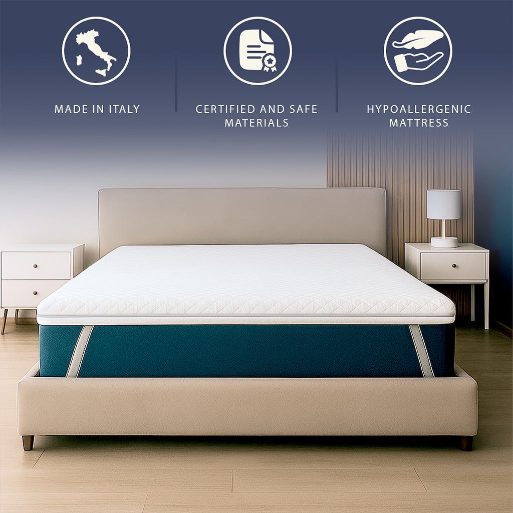 The White Stone Topper 180x200 in Memory Foam a 9 Zone Differenziate | Alto 5 cm