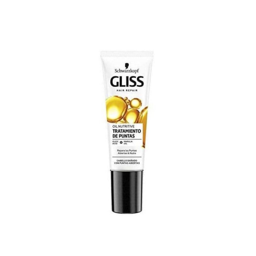 Tubo bianco Schwarzkopf Gliss Oil Nutritive. Scritta nera. Nome e logo visibili. Tappo nero.