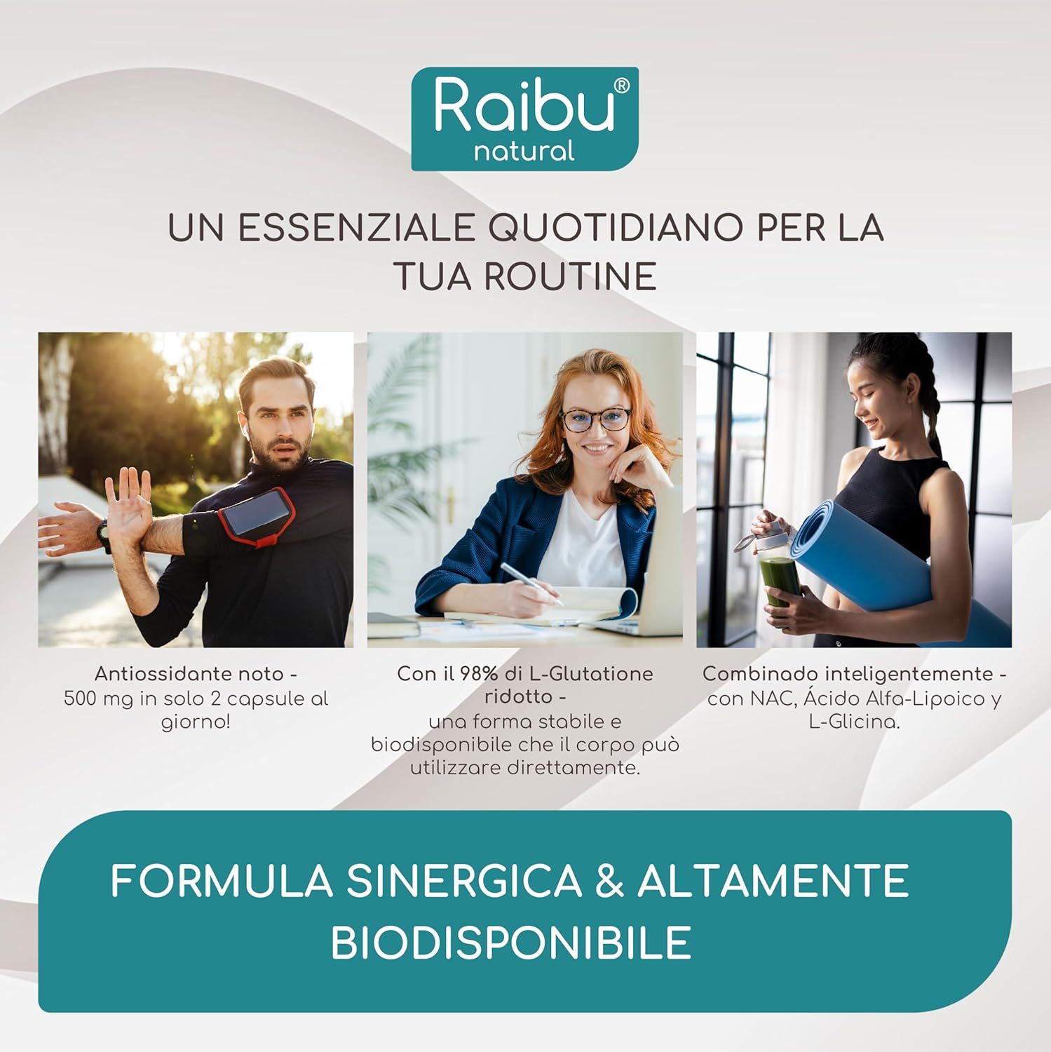 L-Glutatione Capsule Alto Dosaggio con NAC - RAIBU