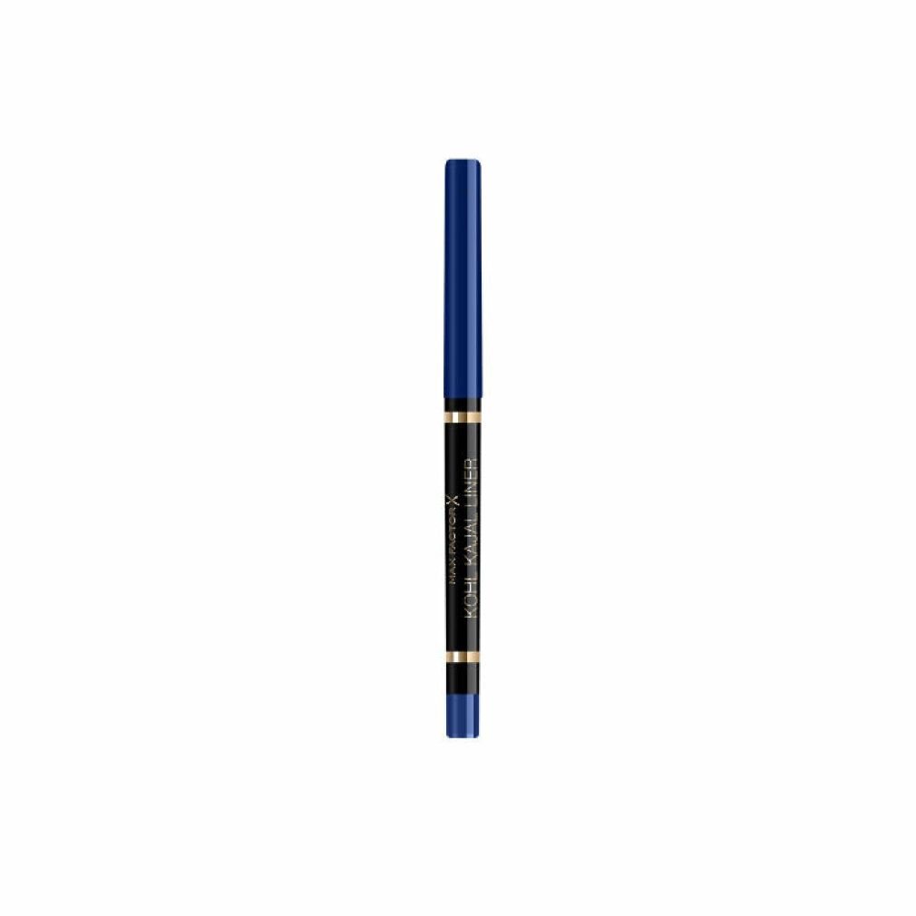 Matita kajal blu. Fusto nero con dettagli dorati. Nome prodotto: Max Factor Khol Kajal Liner.