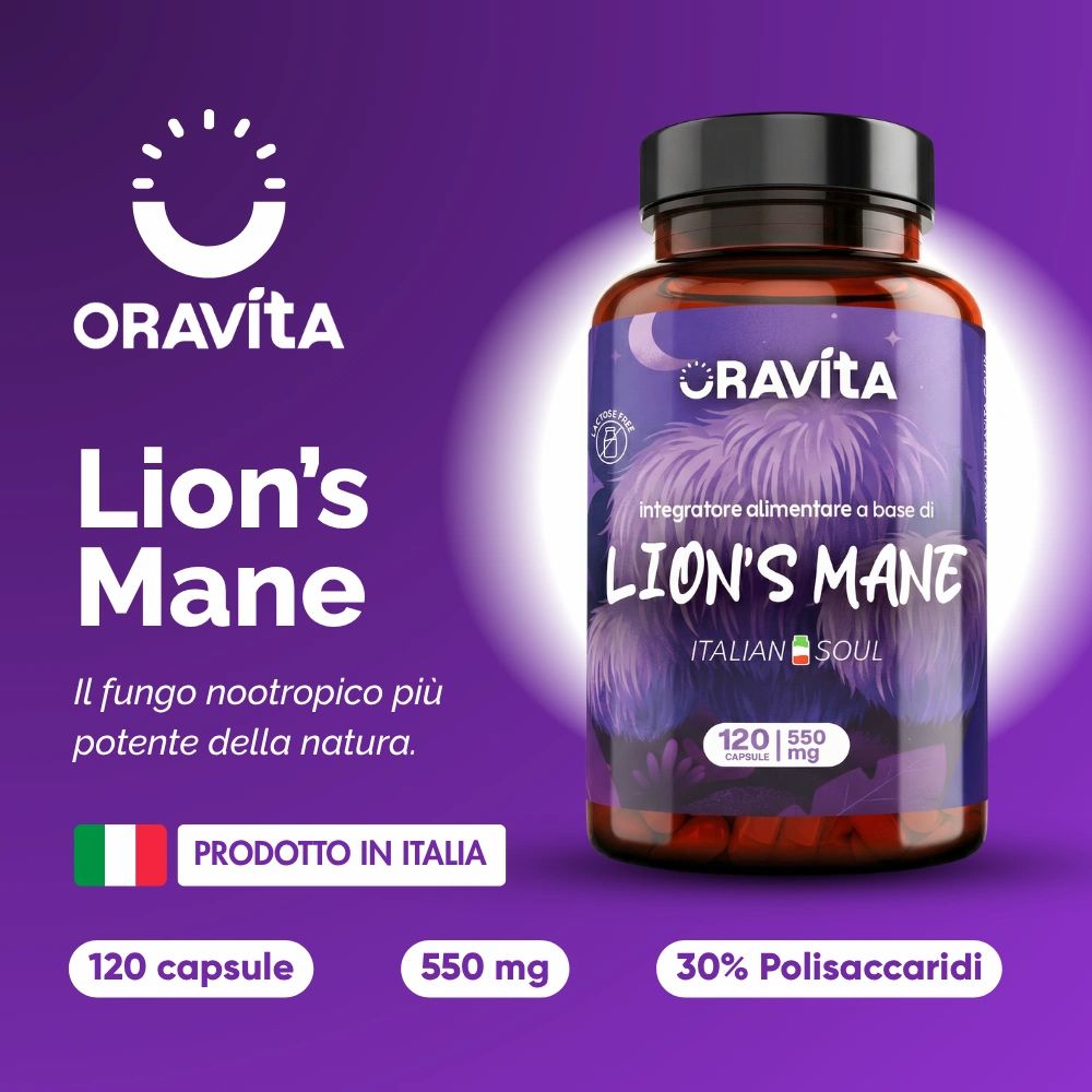 Oravita LION'S MANE Lion's Mane Estratto Titolato 30% per Memoria, Concentrazione e NGF
