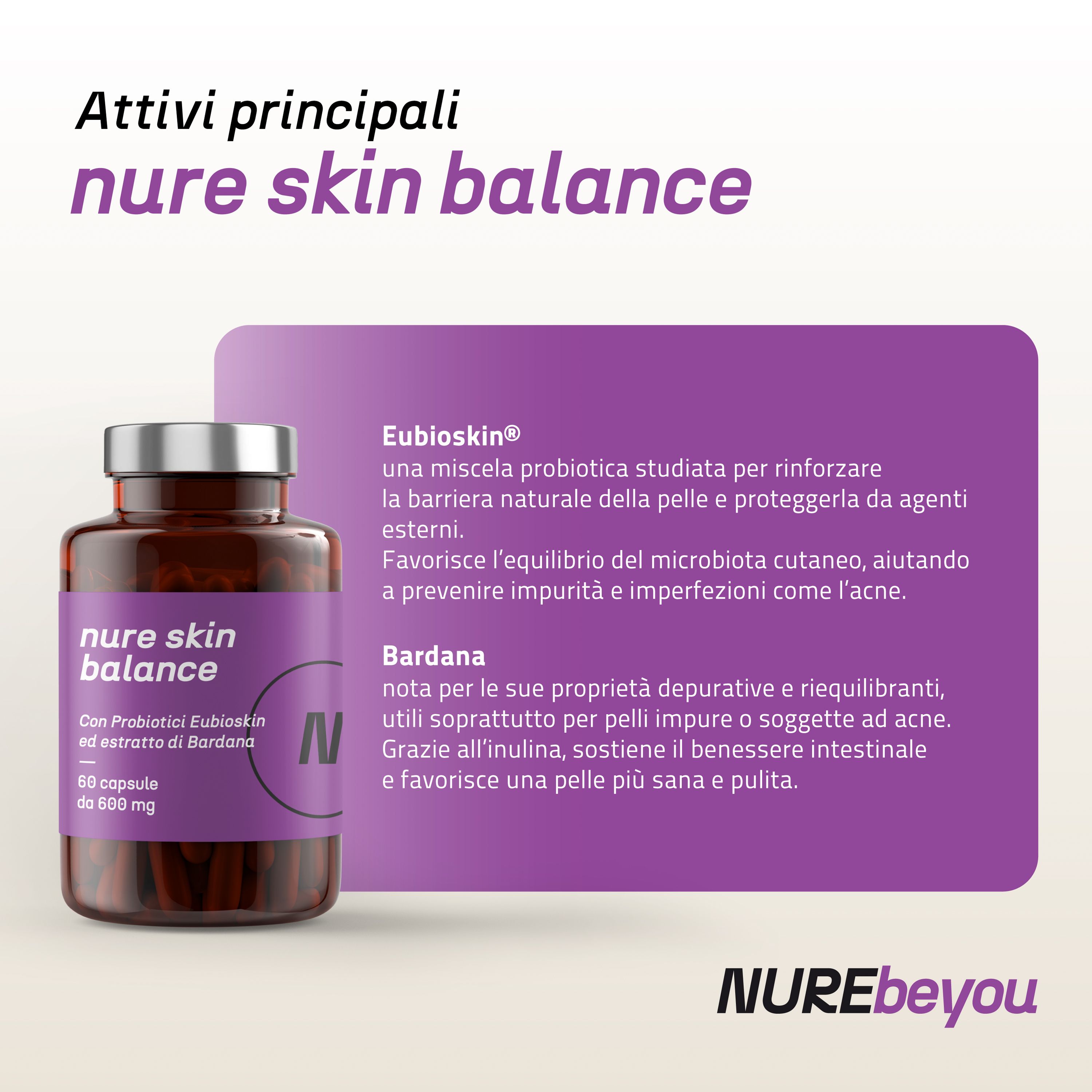 NURE Skin Balance 60 cps da 600 mg | Integratore pelle e acne