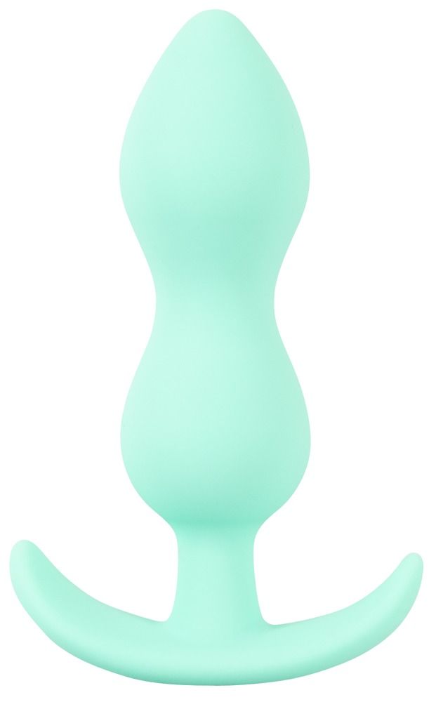 Mini-plug anale in silicone verde menta, vista dall'alto.