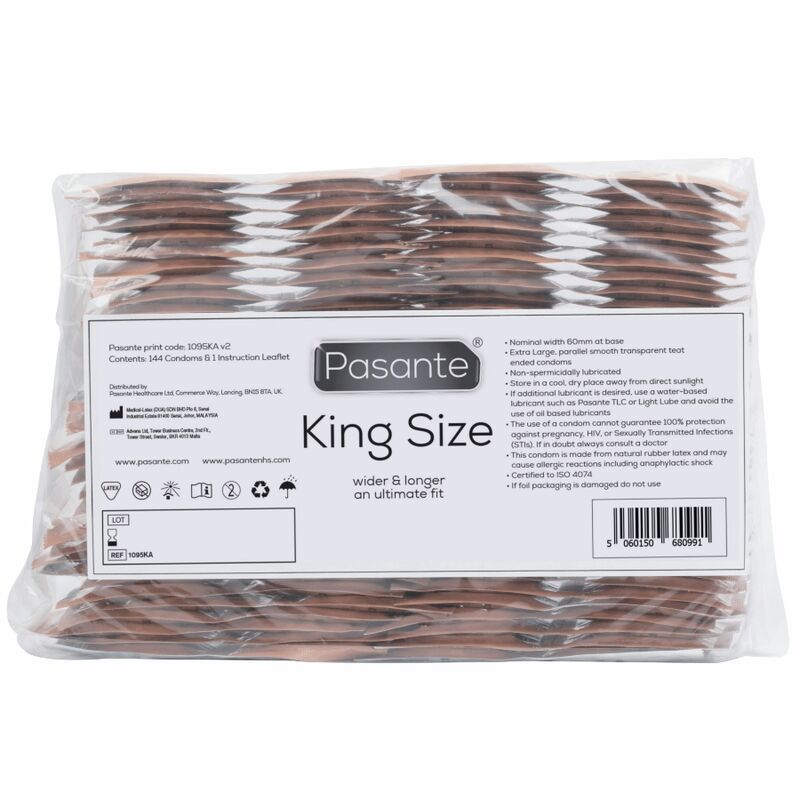 Preservativi Pasante King Size, marroni, confezione grande da 144.