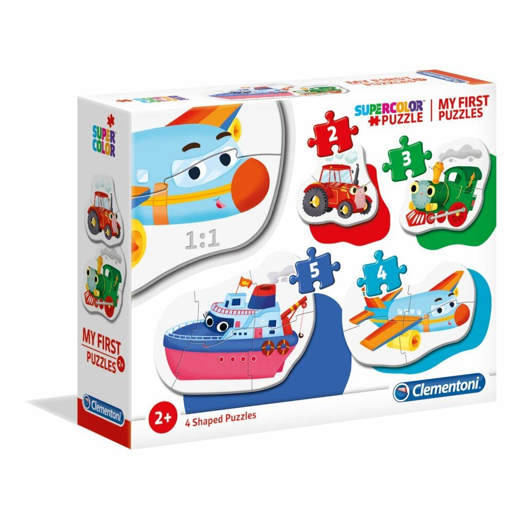 Clementoni 'My First Puzzles - Fahrzeuge'. Confezione con 4 puzzle: trattore, treno, nave e aereo. Età consigliata: 2+.