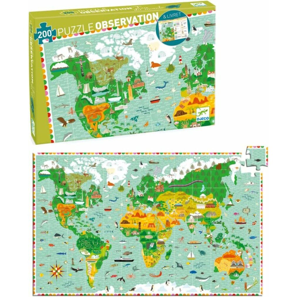 djeco Puzzle di osservazione: il giro del mondo 200 pezzi