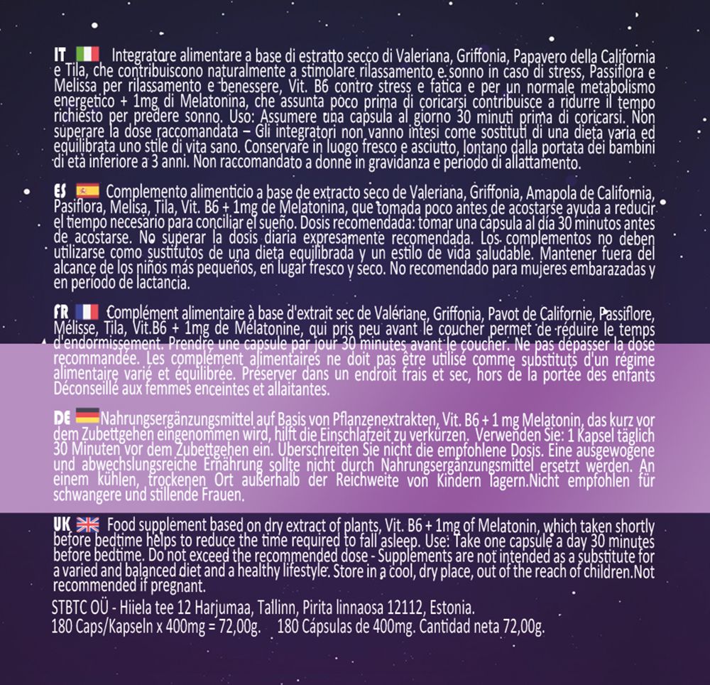 Testo su Deep Zzz Melatonina. Raccomandazioni d'uso e precauzioni.