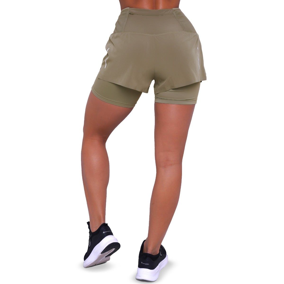 GymBeam Pantaloncini donna Pulse Running 2in1 slim Vetiver con tasche