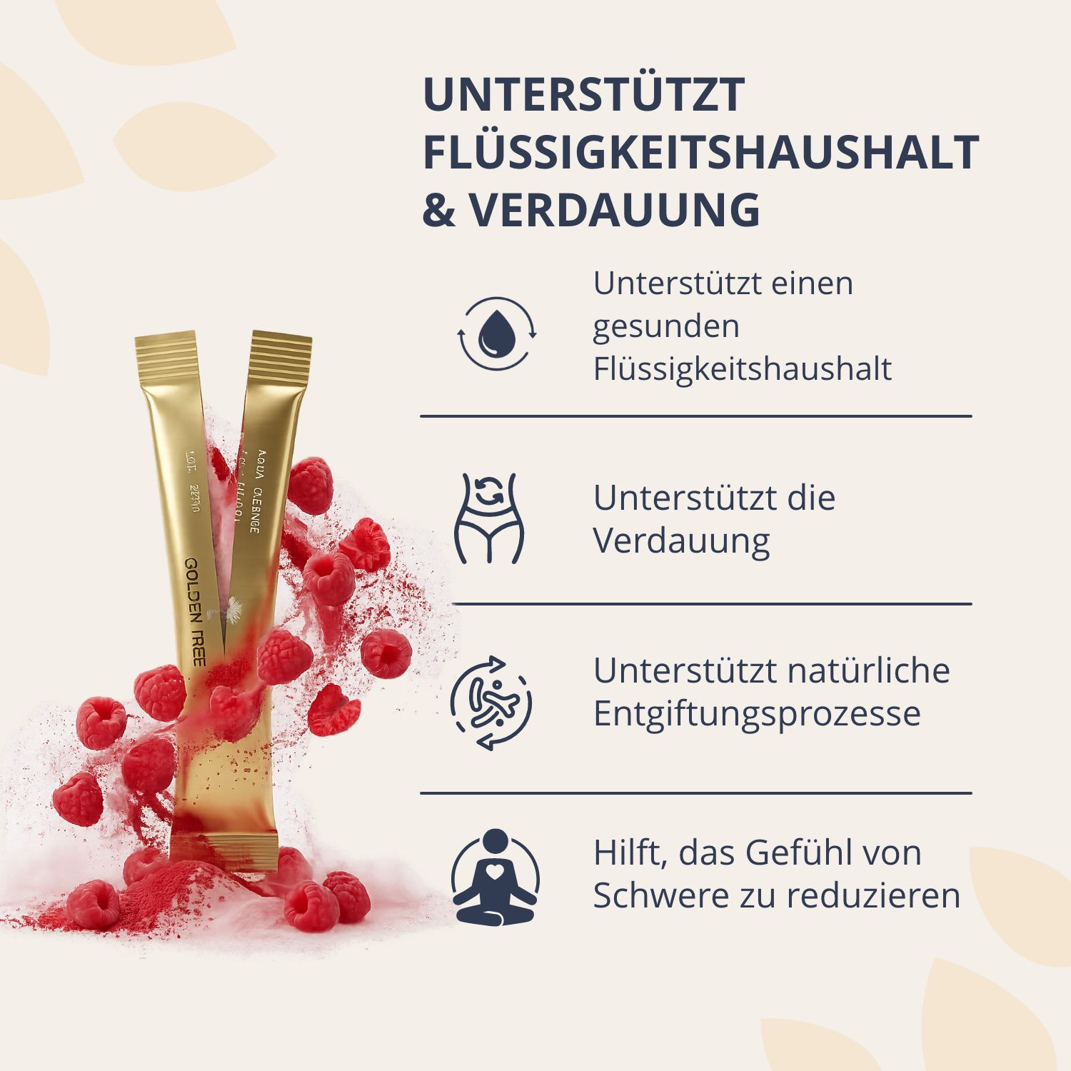 Golden Tree Aqua Cleanse: Supporta l'equilibrio dei liquidi e la digestione. Supporta un sano equilibrio dei liquidi, la digestione, i naturali processi di depurazione.