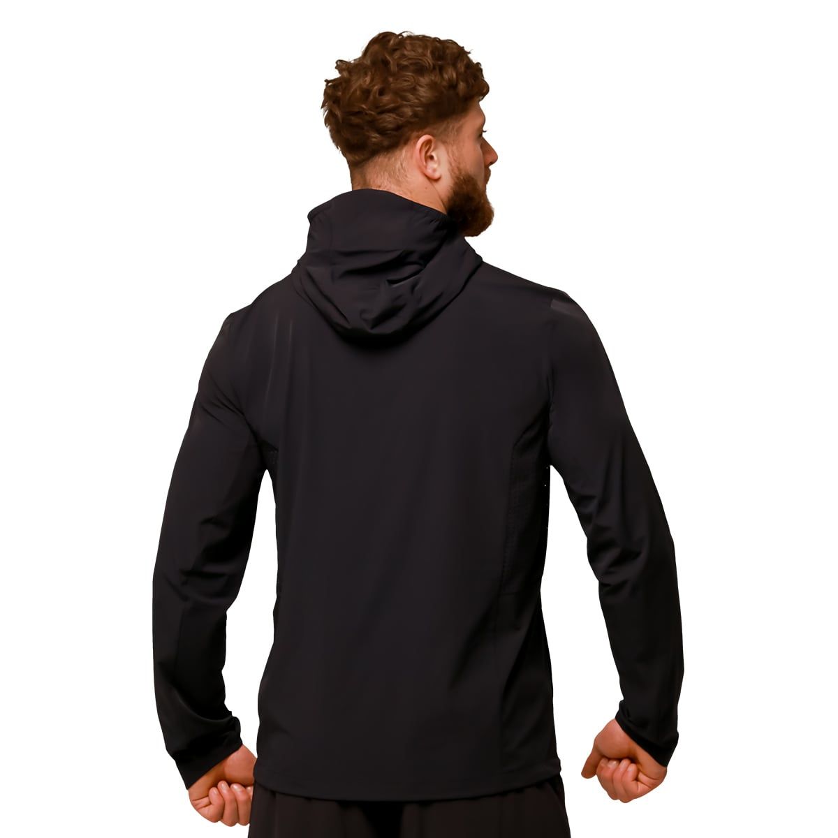 GymBeam Giacca uomo slim Pulse Running Black con cappuccio e zip