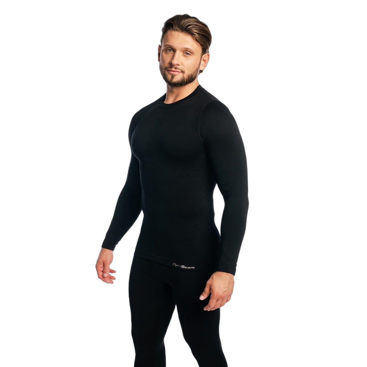 GymBeam Maglia uomo Fuse slim a maniche lunghe Black
