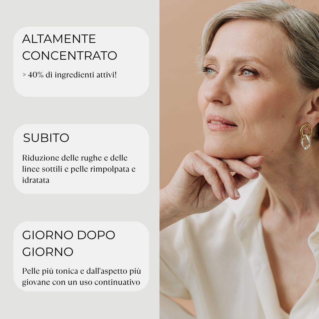 Flacone di siero con testo. Scritta: BEAUTICAL Instant Lifting Serum.