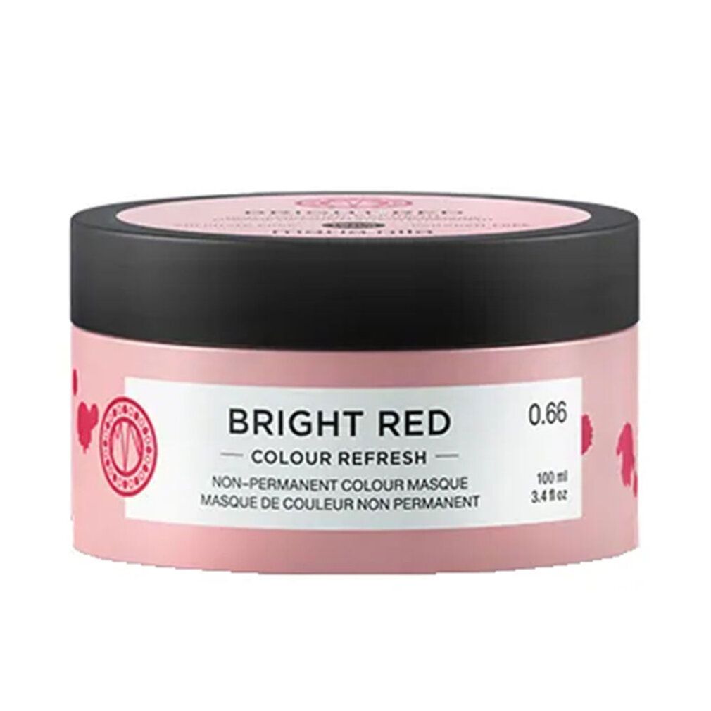 Barattolo rosa con coperchio nero. Scritta: Bright Red Colour Refresh. 0.66. Maschera colore non permanente.