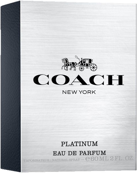 Flacone Coach Platinum Eau de Parfum, color argento, con ciondolo.
