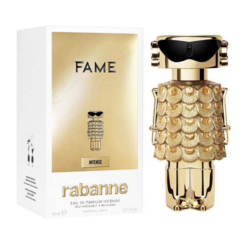 Flacone e confezione dorati. Flacone a forma di robot, scaglie dorate. Confezione con logo e testo.