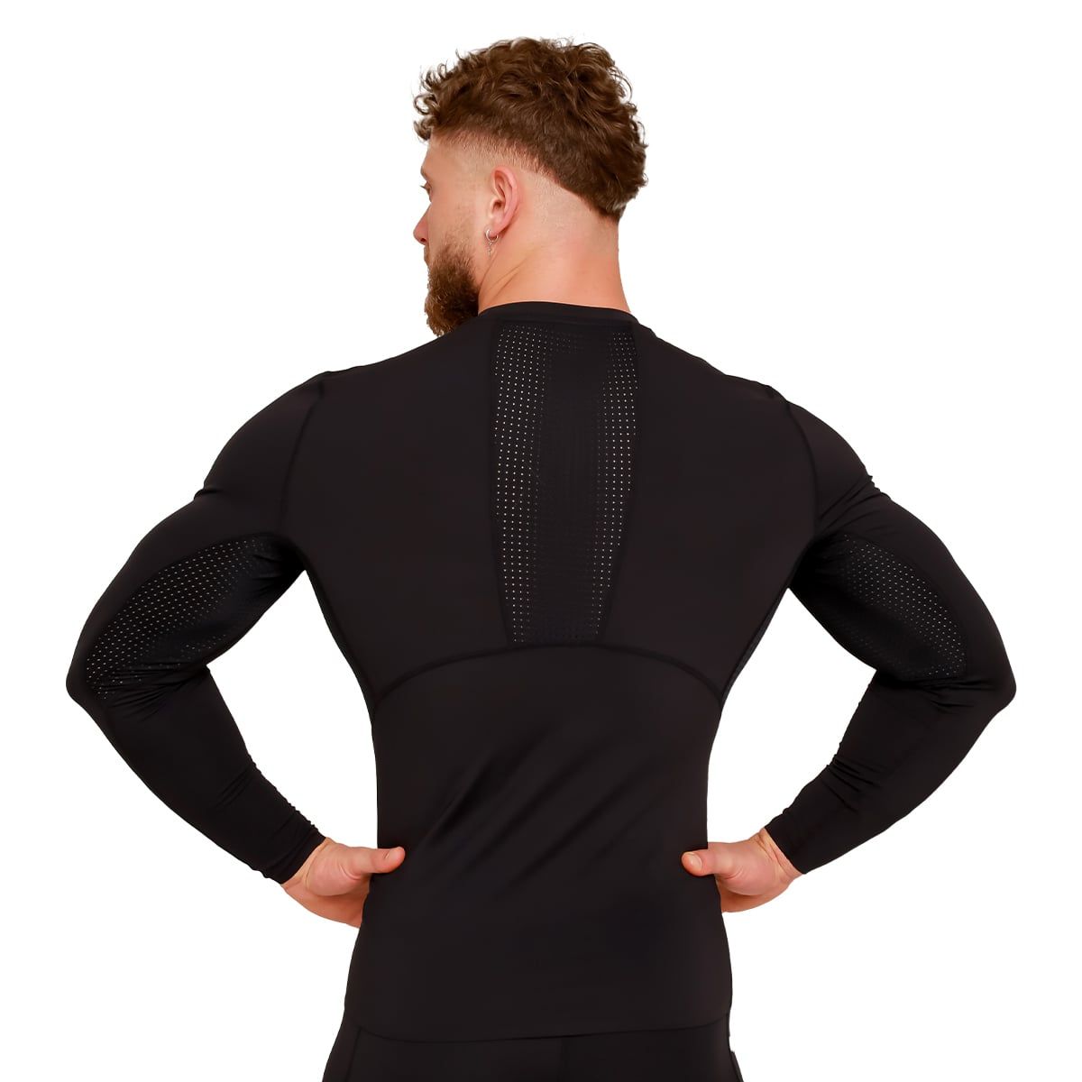 GymBeam T-shirt uomo a maniche lunghe alta compressione Black