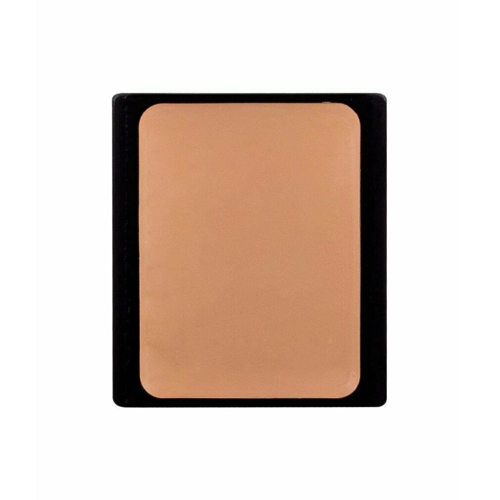 Make-up compatto beige albicocca in confezione rettangolare con angoli arrotondati. Cornice nera.