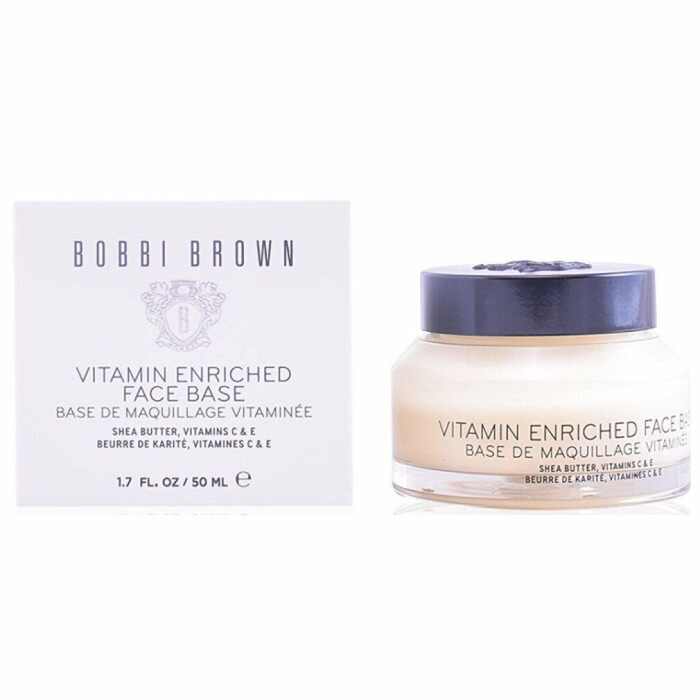 Crema in vasetto con coperchio nero e scatola. Scritta: Vitamin Enriched Face Base. Marchio: Bobbi Brown.