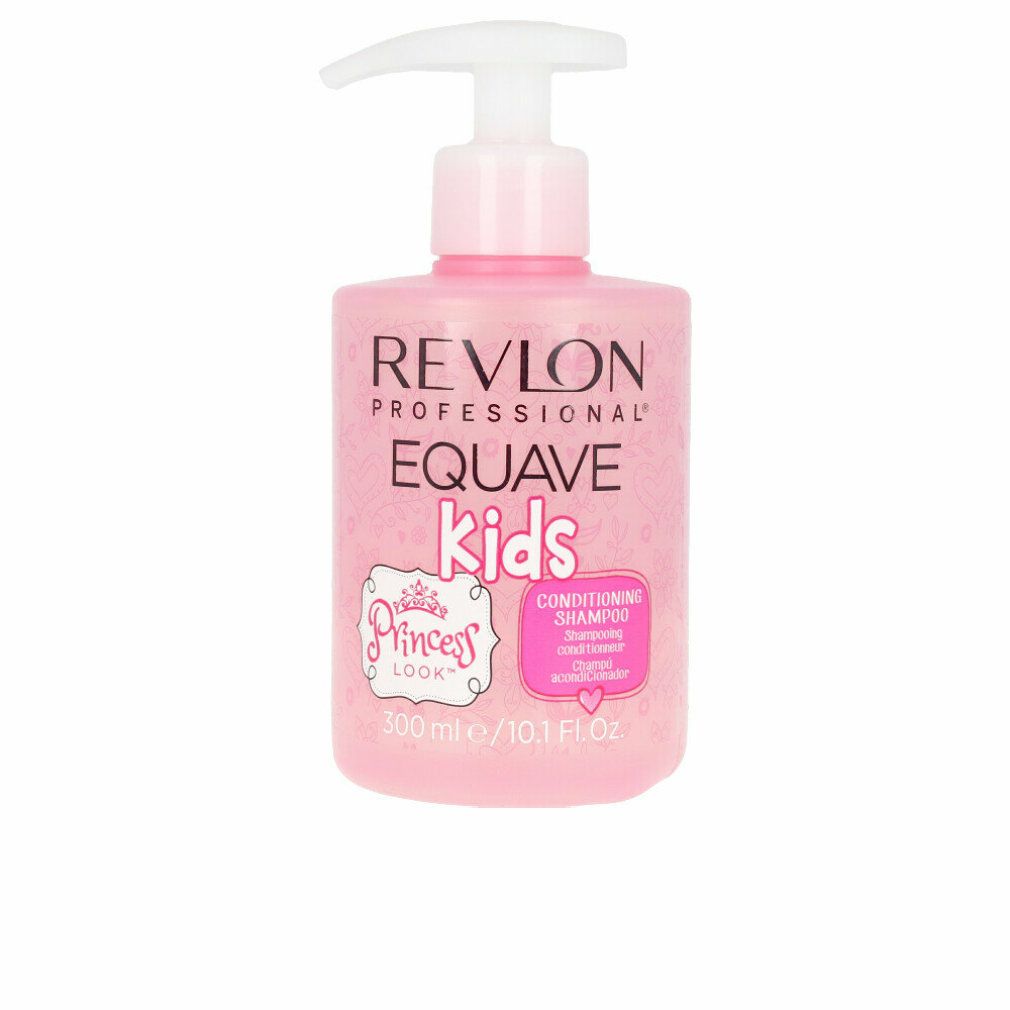 Flacone di shampoo rosa con dosatore. Scritta: Revlon Equave Kids Princess Look. Contiene 300 ml.