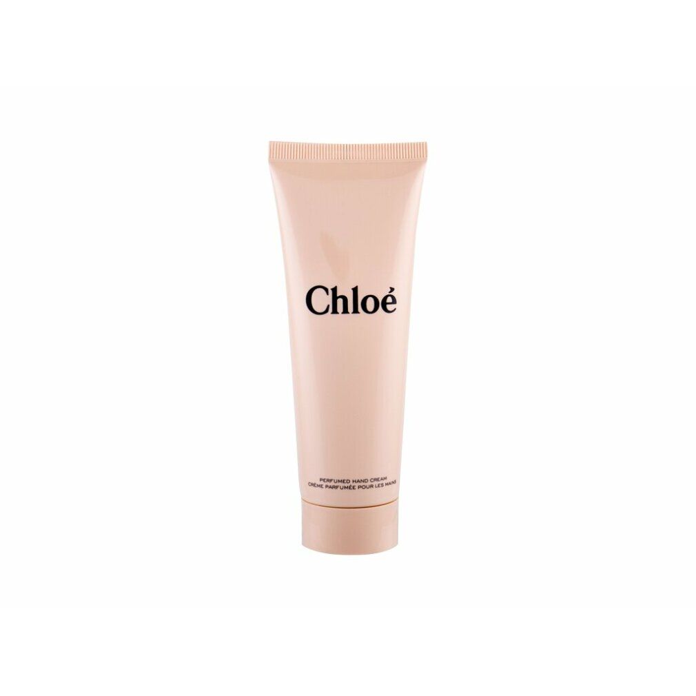 Tubo beige con logo Chloe nero. Sotto, la scritta "PERFUMED HAND CREAM".