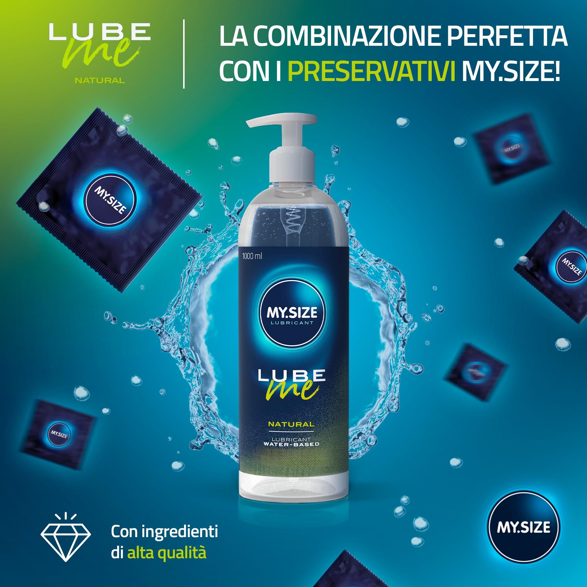 MY.SIZE Lube Me Natural 1000ml lubrificante con preservativi.