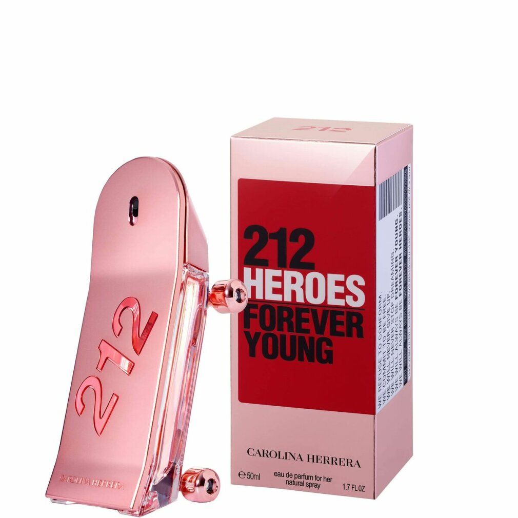 Flacone e confezione rosa. Flacone a forma di skateboard con scritta "212". Confezione con testo "212 Heroes Forever Young".