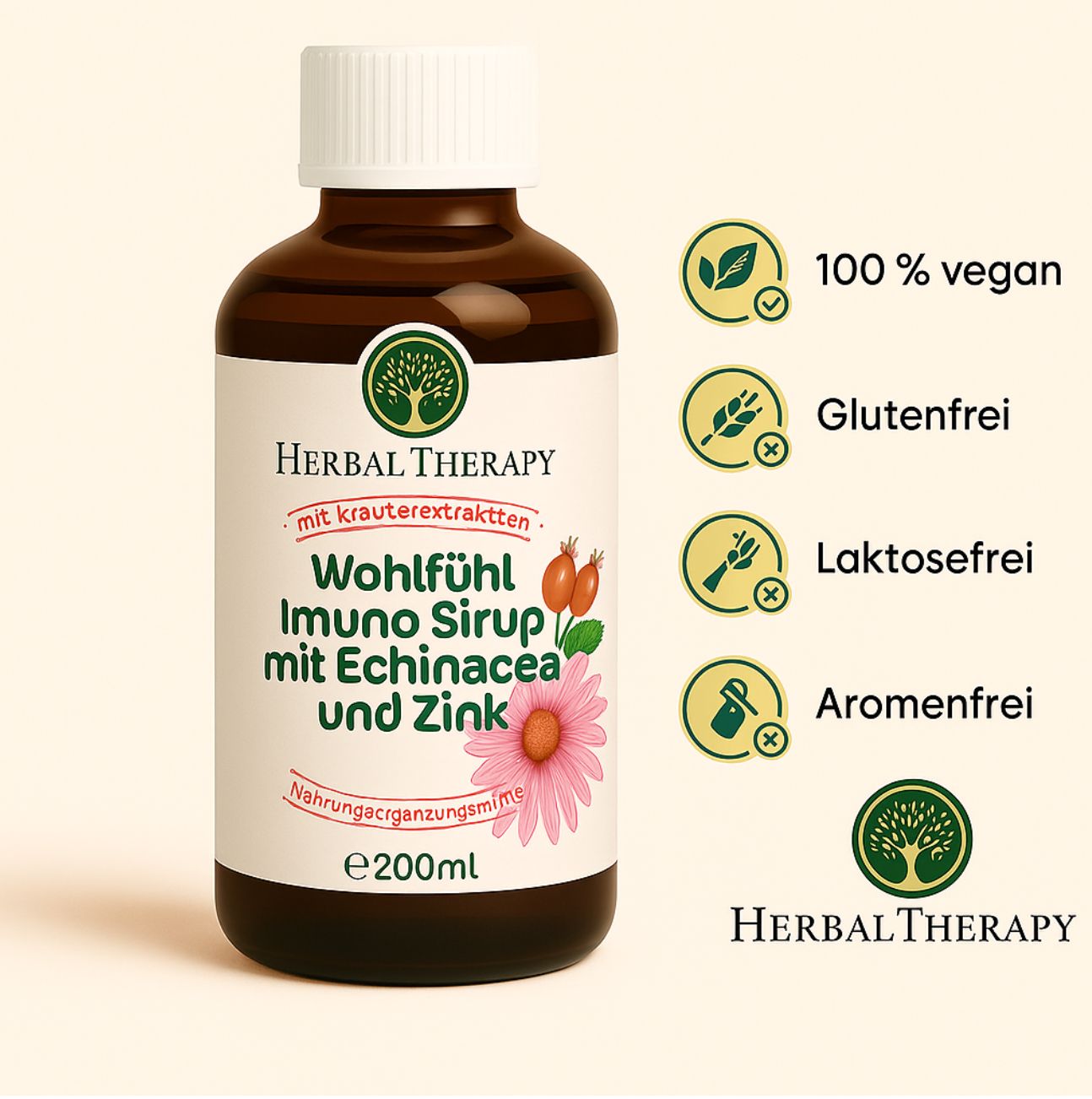 Herbal Therapy Sciroppo immunitario per il benessere della con echinacea e zinco