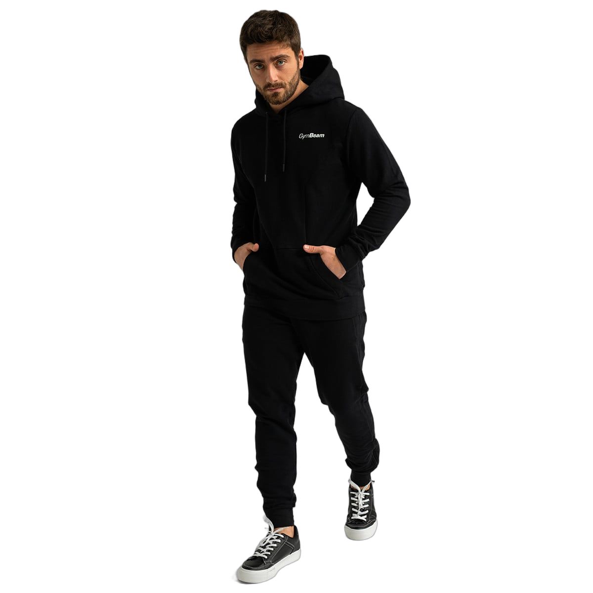 GymBeam Joggers uomo Limitless Black slim con coulisse e tasche zip