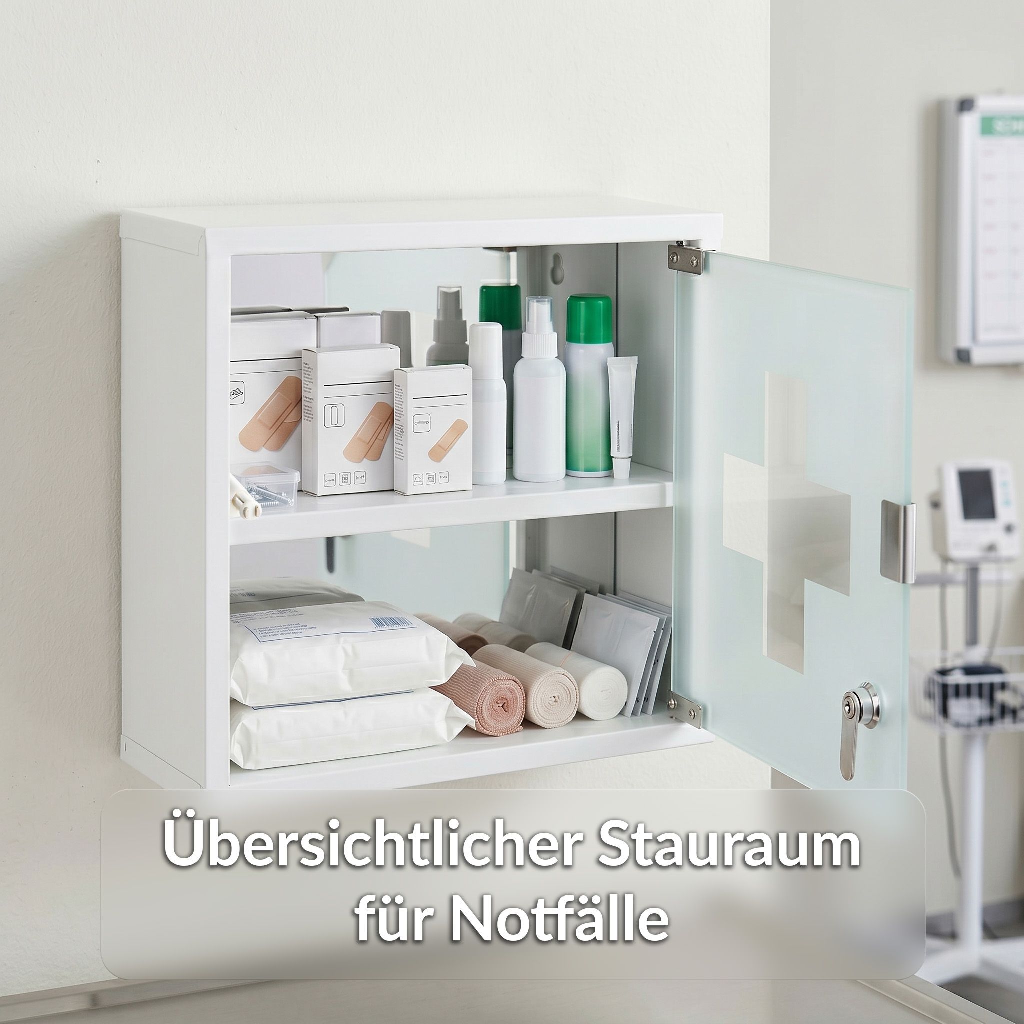 KARAT Armadietto medicinali Allen con anta in vetro bianco 30 x 30 cm 2 scomparti