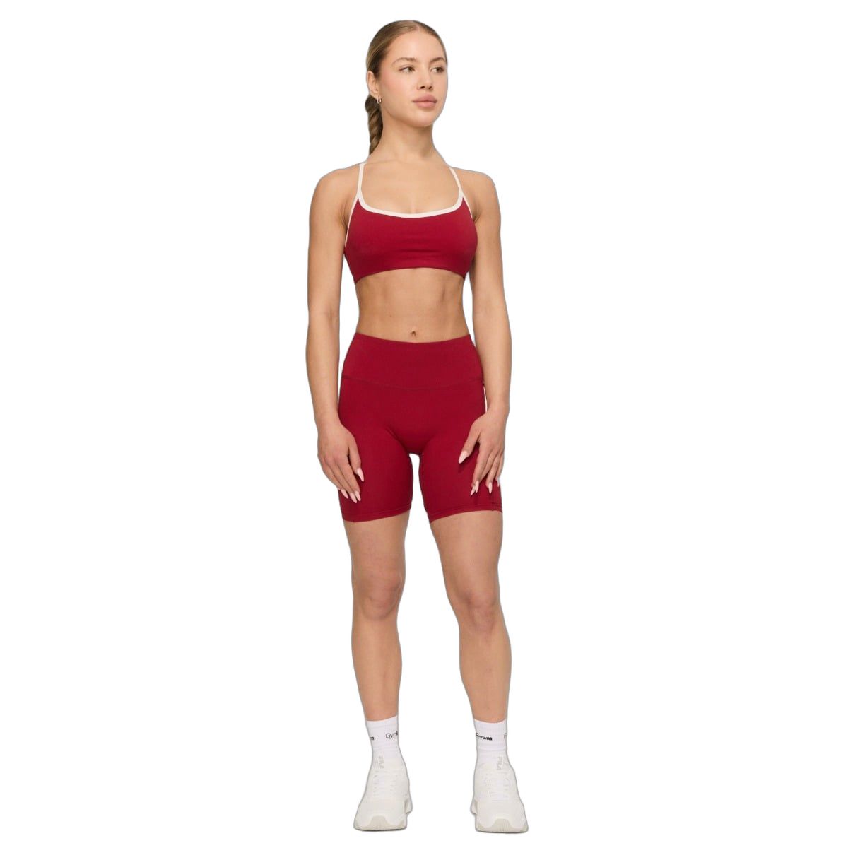 GymBeam Pantaloncini donna slim a vita alta Varsity Red