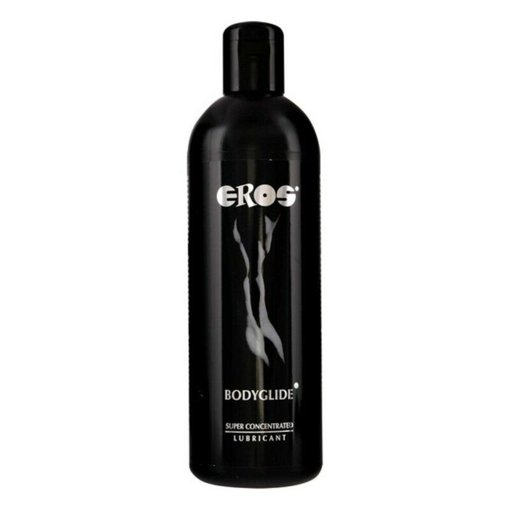 Flacone nero con logo EROS e scritta BODYGLIDE. Contiene un concentrato. Con tappo a ribalta.