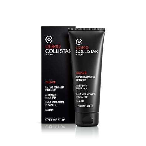 Tubo e scatola neri con testo. Uomo Collistar, Balsamo Dopobarba Riparatore, After-Shave Repair Balm. 100 ml.