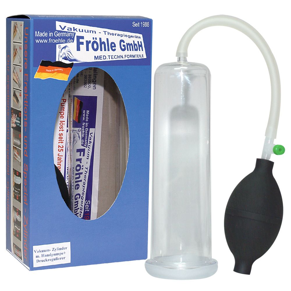Confezione Fröhle GmbH Vakuum-Therapiegeräte con immagine del prodotto e informazioni.