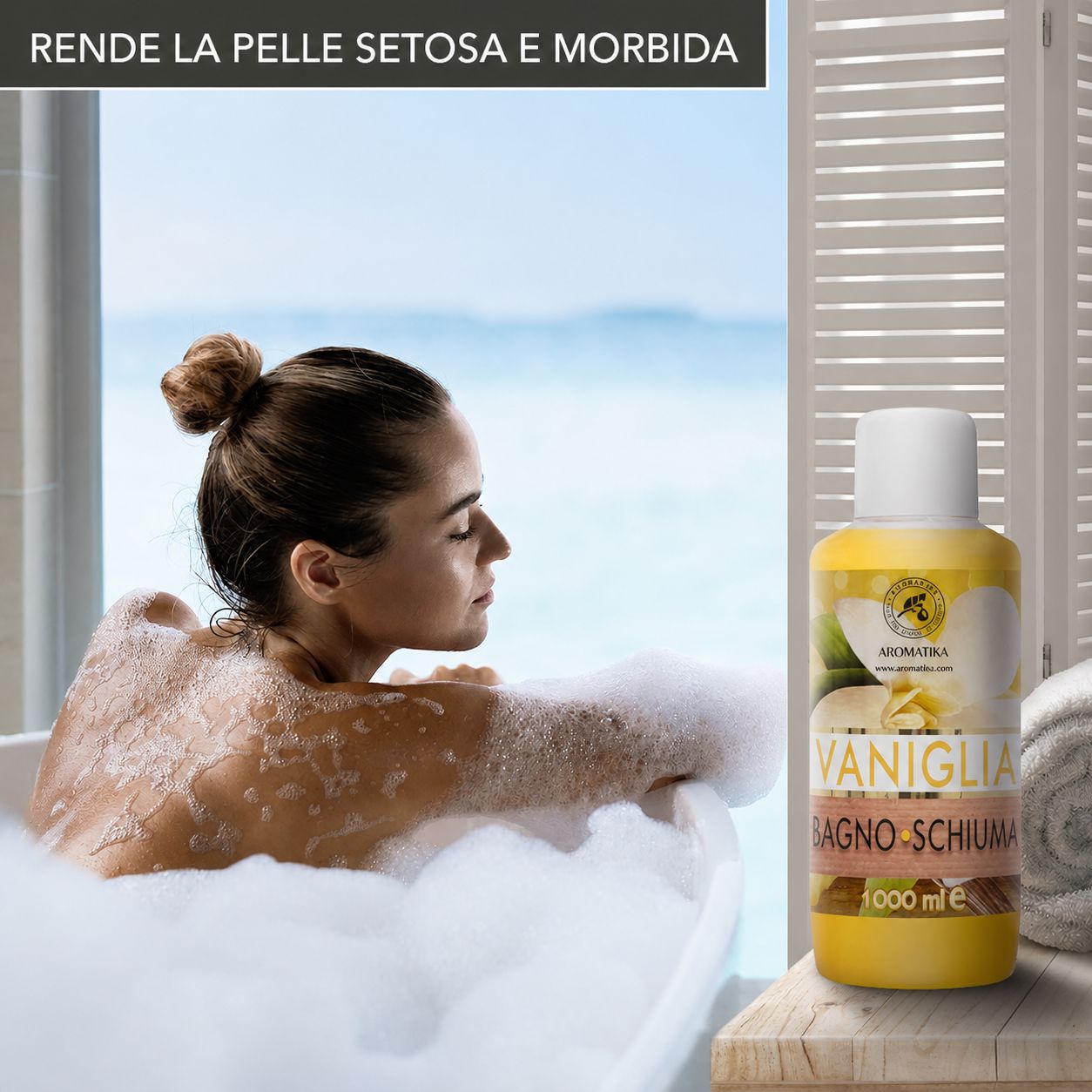 Flacone di bagnoschiuma alla Vaniglia AROMATIKA, 1000 ml.