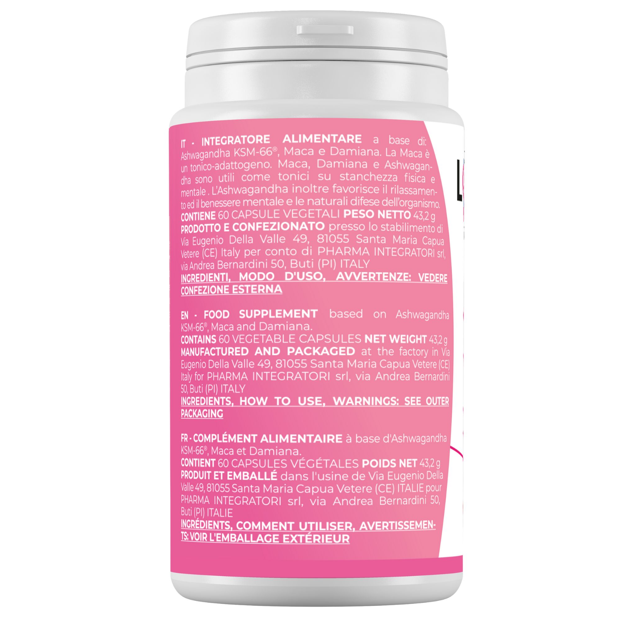 LOVEMAX Integratore Benessere Donna a base di Ashwagandha KSM-66, Maca e Damiana