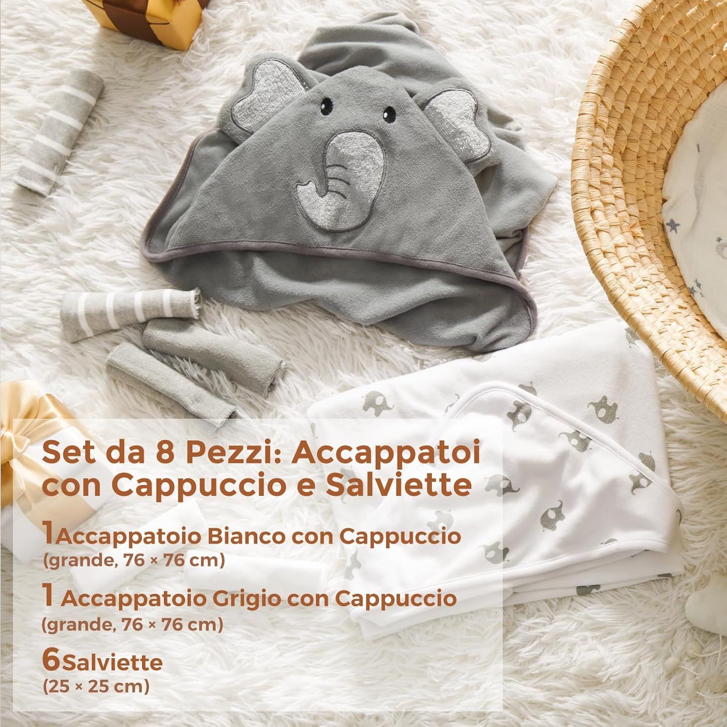 Set di asciugamani da bagno per bambini Momcozy, set di asciugamani per neonati