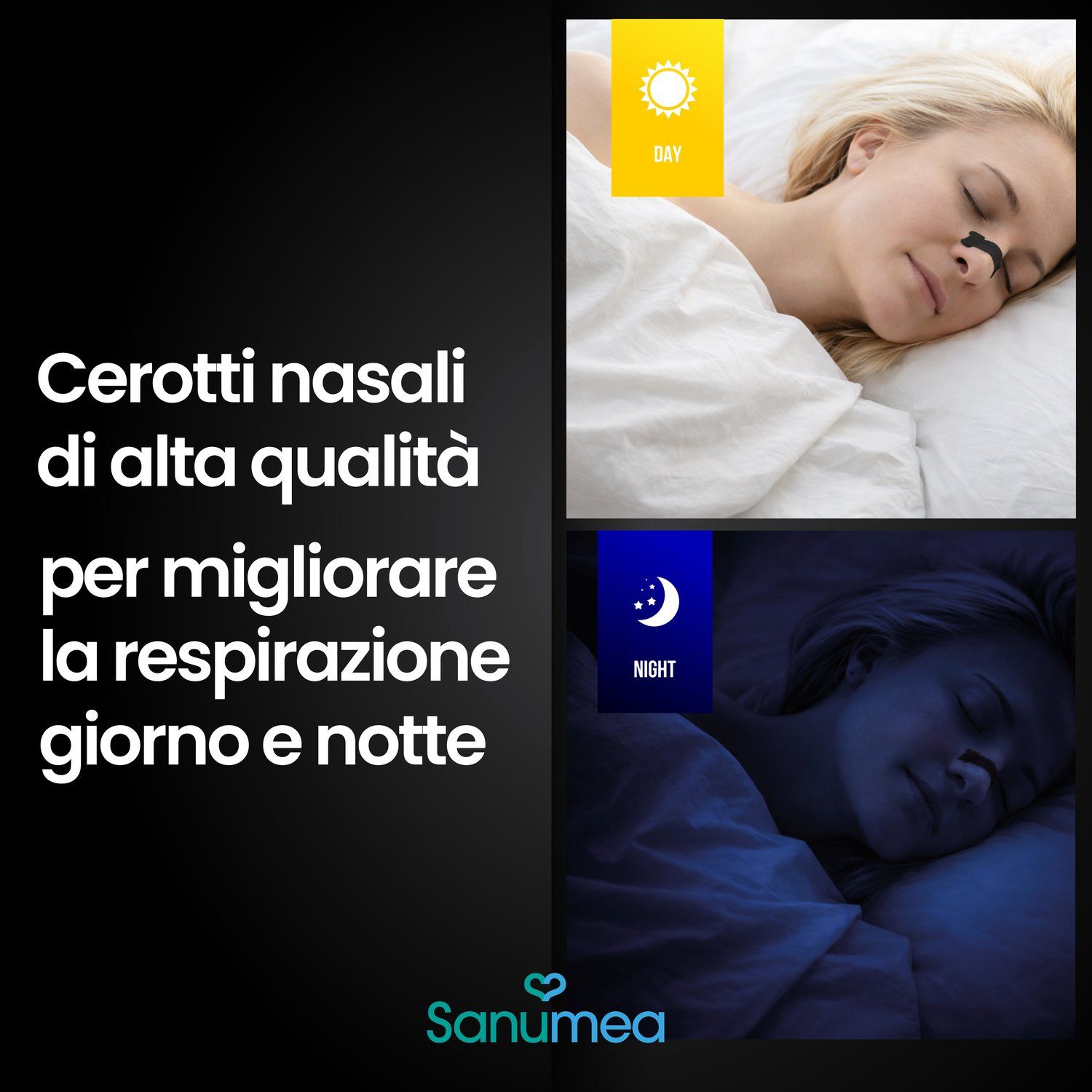 Cerotti nasali di alta qualità per migliorare la respirazione giorno e notte.