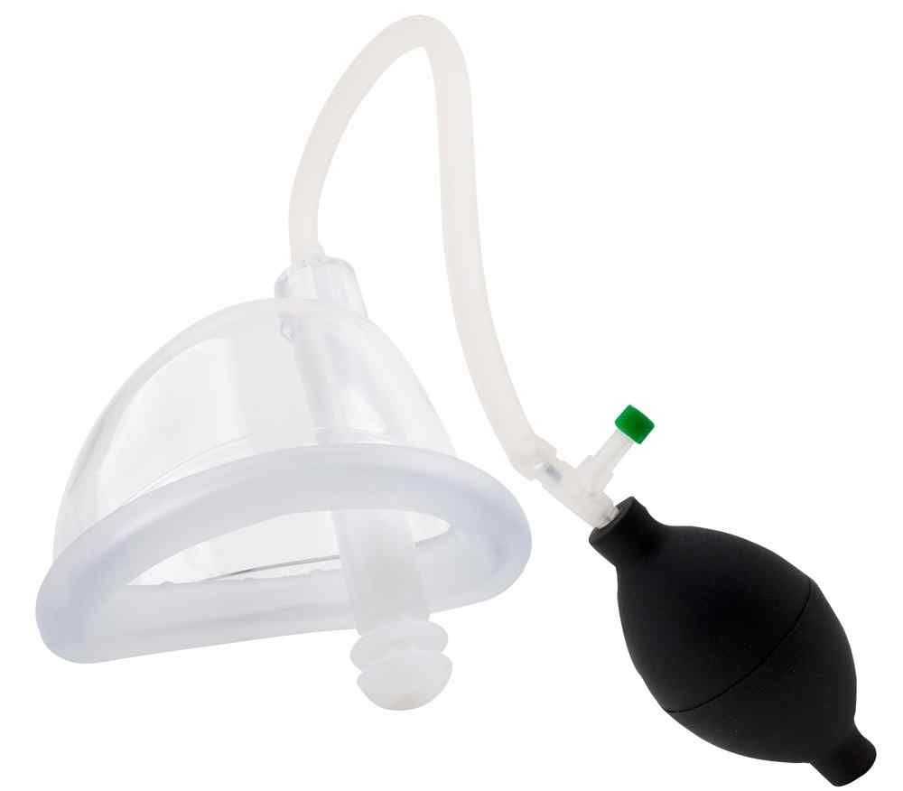 Campana trasparente, tubo, bulbo nero con valvola verde. Campana con raccordo.