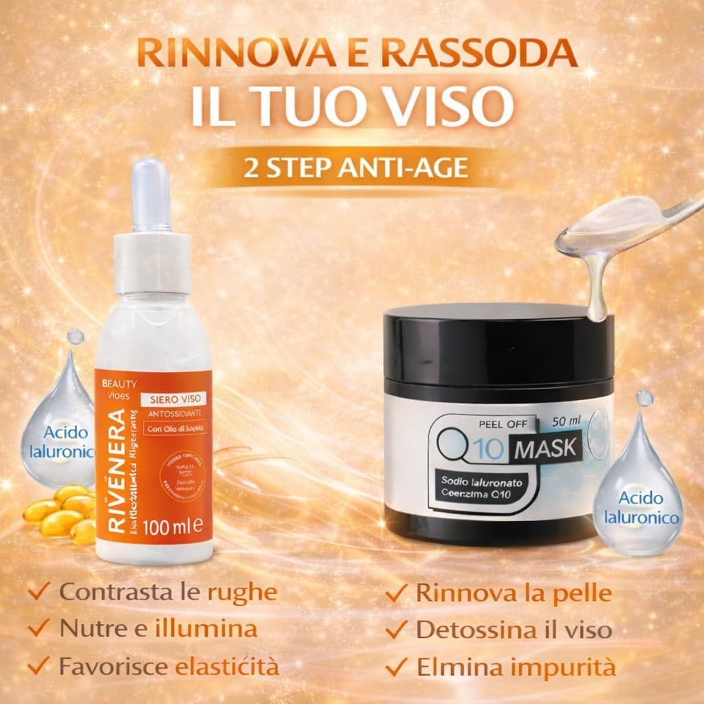 Aloha Labs – Maschera Peel Off Q10 Mask + Siero Viso Rivenera