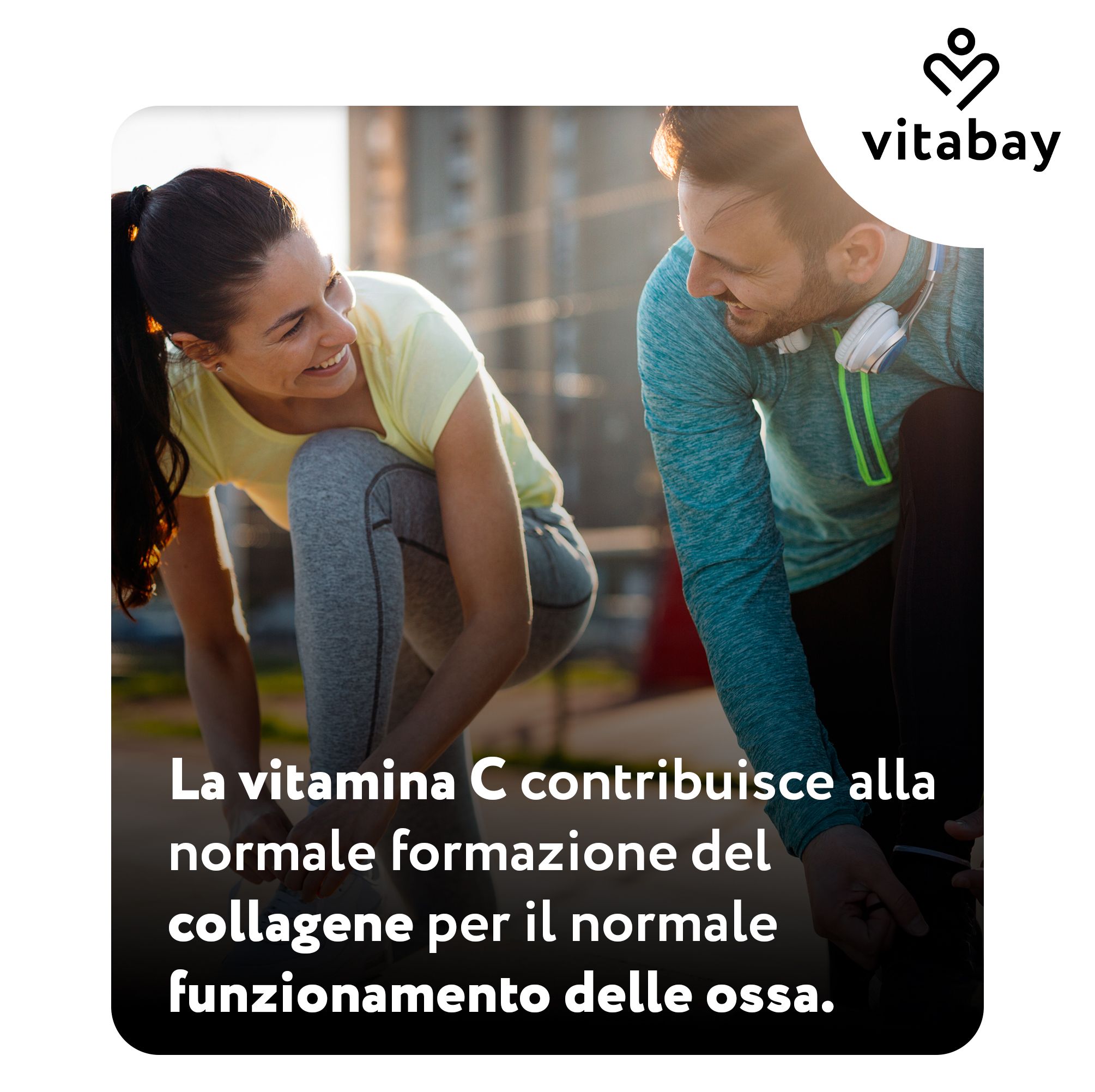 Flacone Vitamina C 1000 mg Vitabay con spicchi di limone, "Senza additivi".