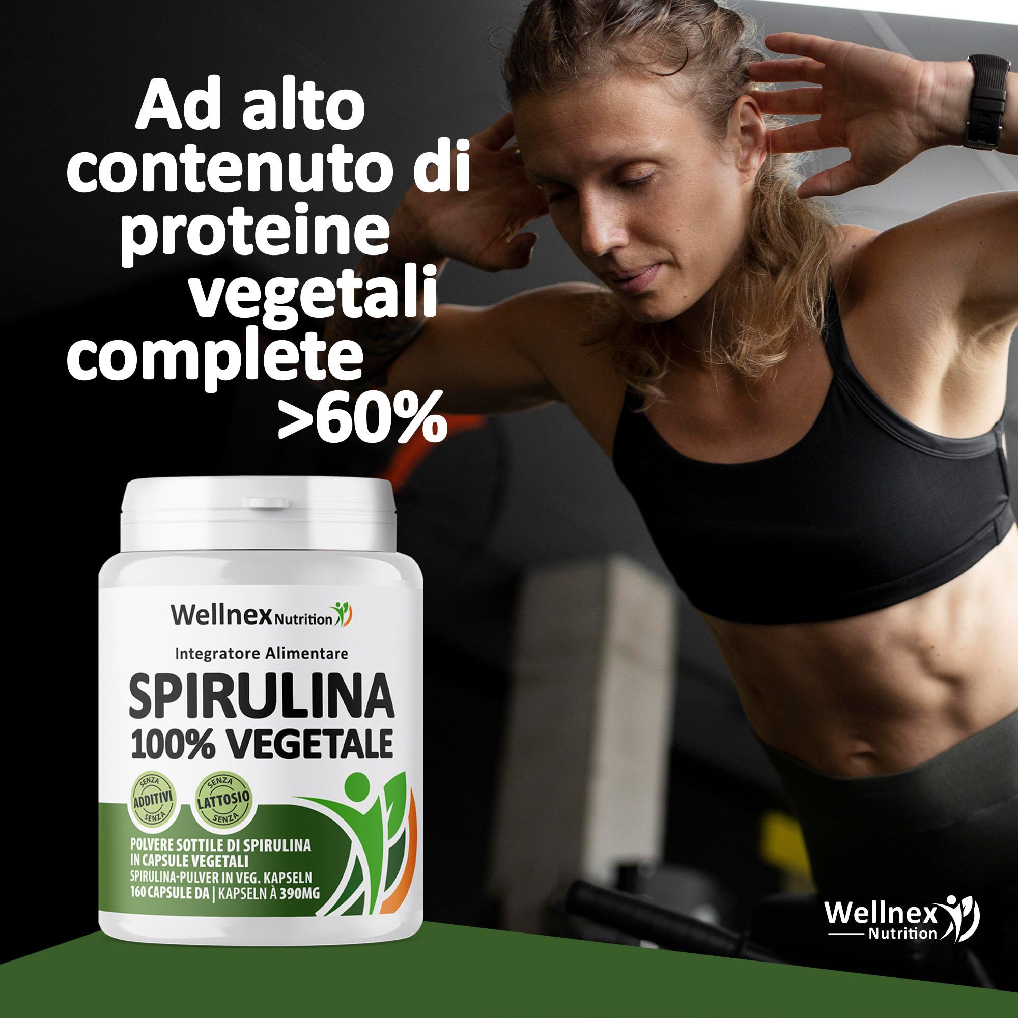 Wellnex Nutrition Spirulina 390 mg - 160 Capsule Vegetali