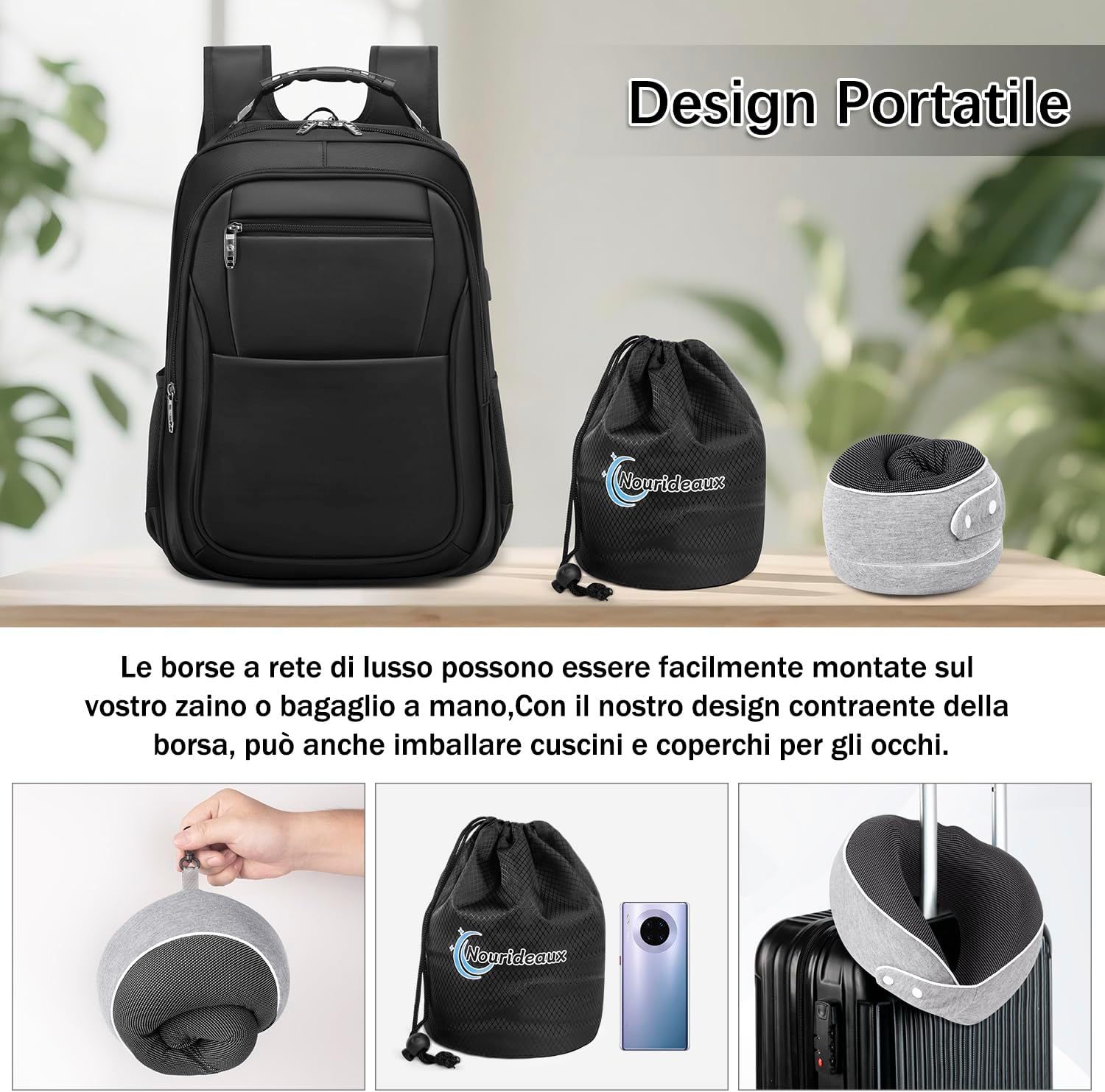 Cuscino cervicale Nourideaux grigio – viaggio in aereo