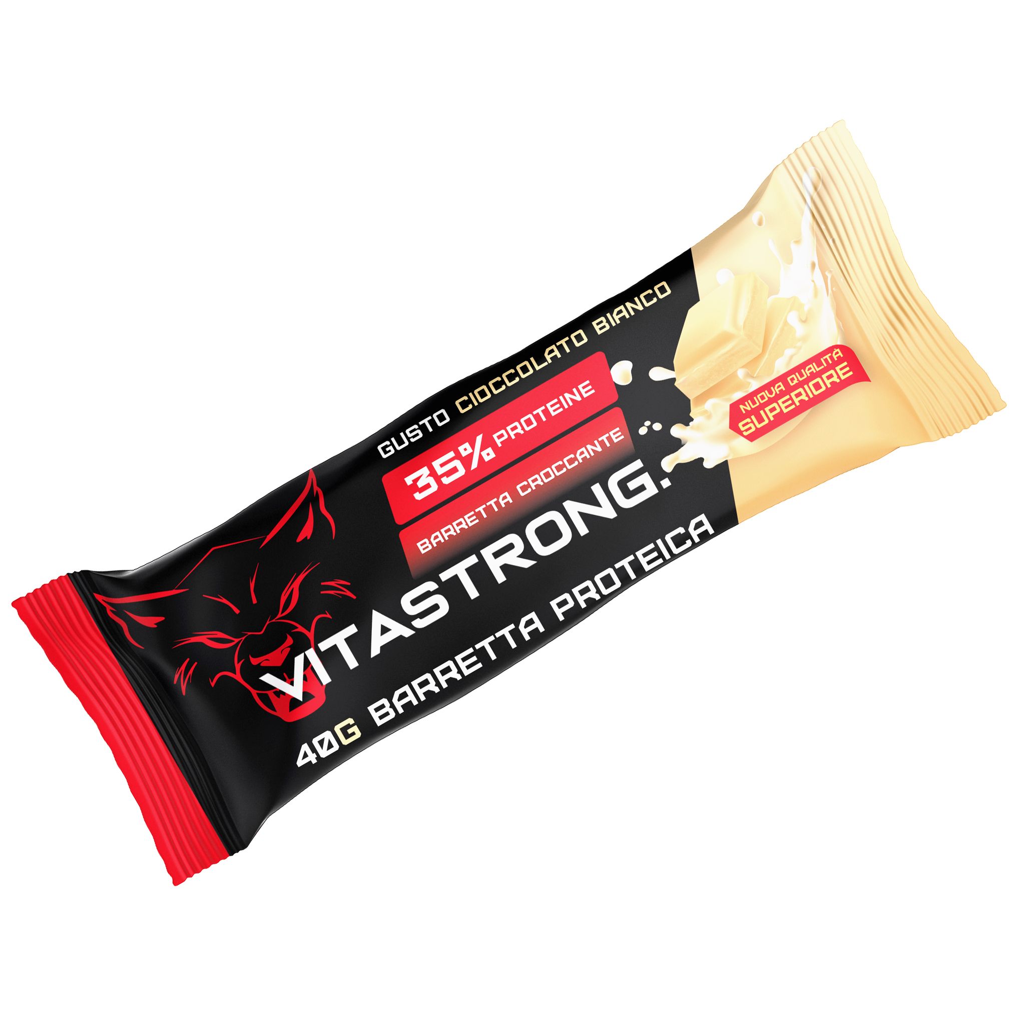 Vitastrong Crunchy Barretta al Cioccolato Bianco - Box x12, Alta proteina