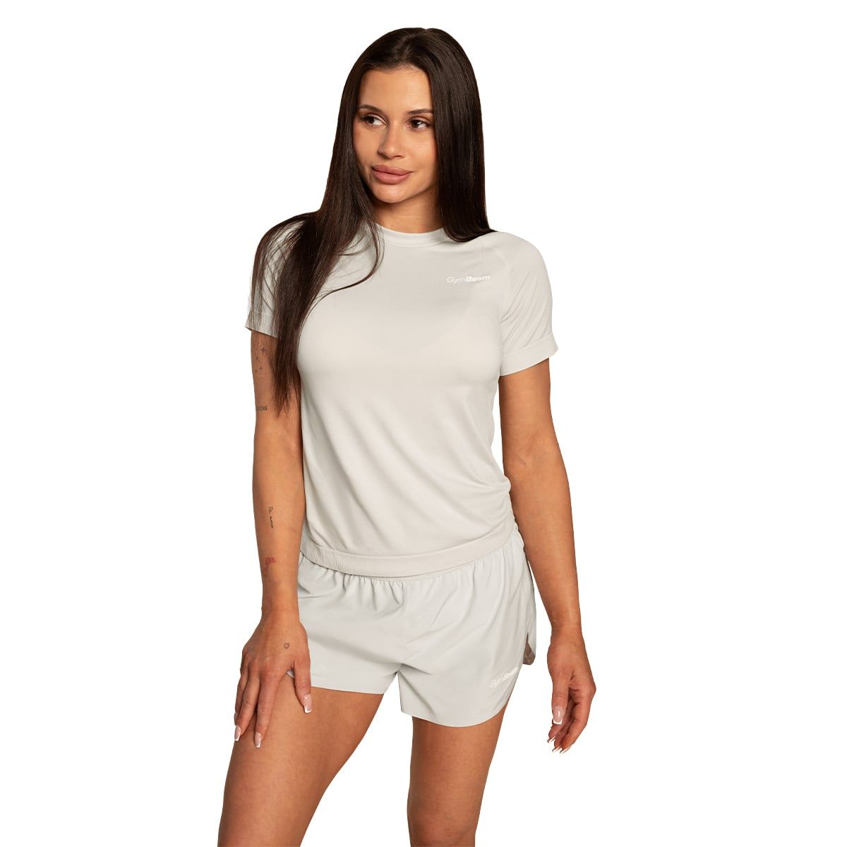 GymBeam T-shirt donna Pulse X Running grigia in nylon a manica corta