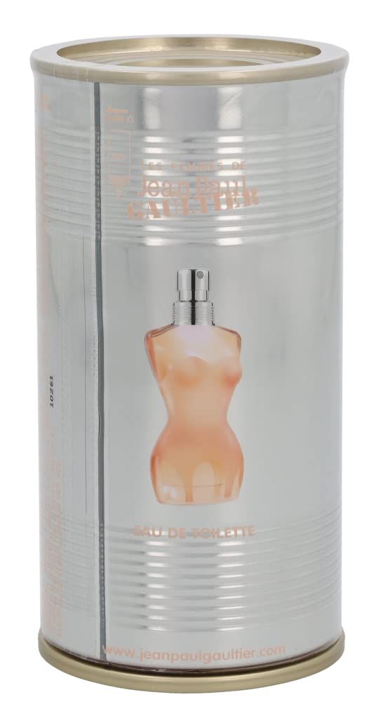 Scatola argentata con stampa. Raffigurato: flacone di profumo a forma di corpo. Nome del prodotto: Eau de Toilette.