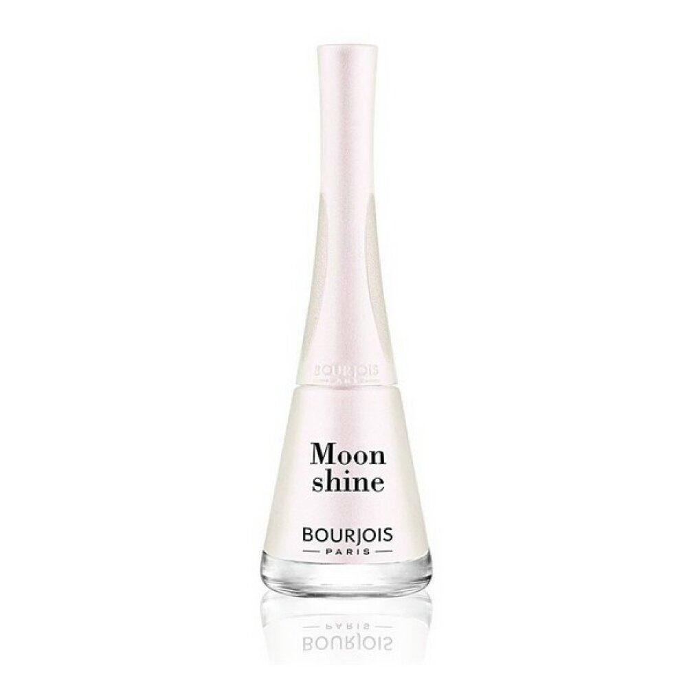 Flacone di smalto bianco, con la scritta 'Moon shine' e 'Bourjois'.