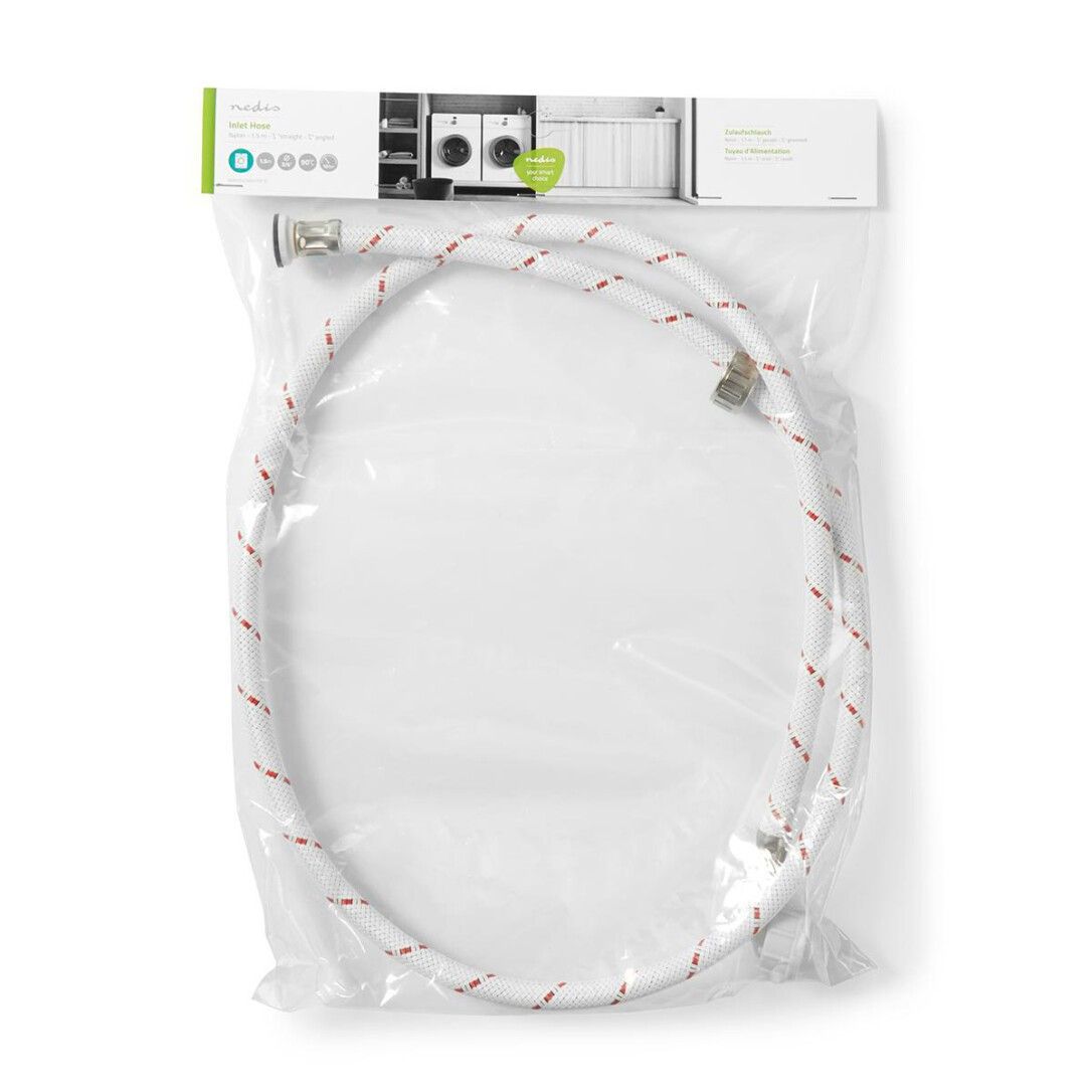 Tubo bianco con cuciture rosse in confezione trasparente. Testo e logo sulla confezione.