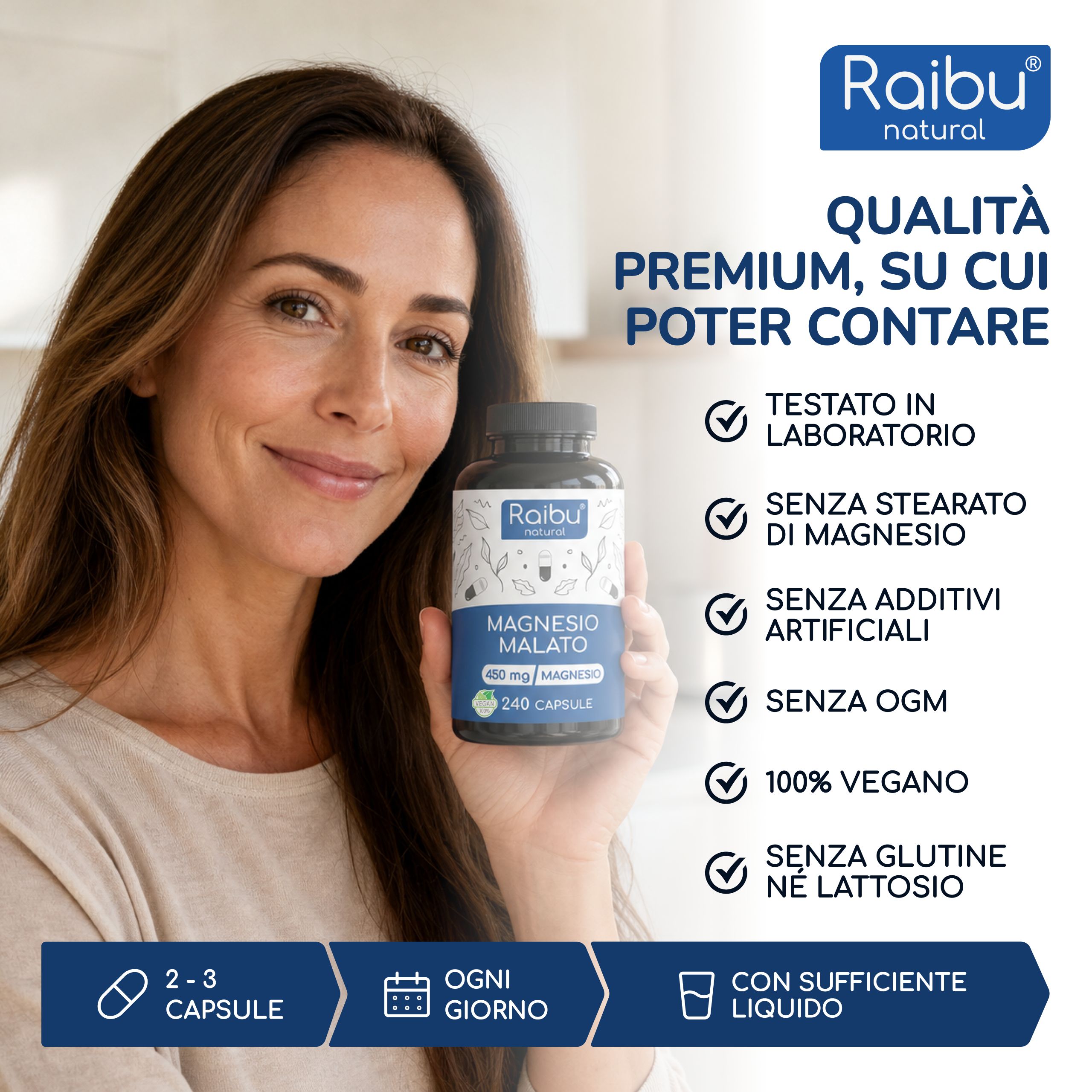 Magnesio Malato - Normale Metabolismo Energetico, Stanchezza e Funzione Muscolare - RAIBU